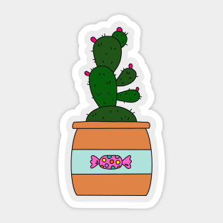 Cute Cactus Design #129: Cute Cactus In Candy Jar Sticker